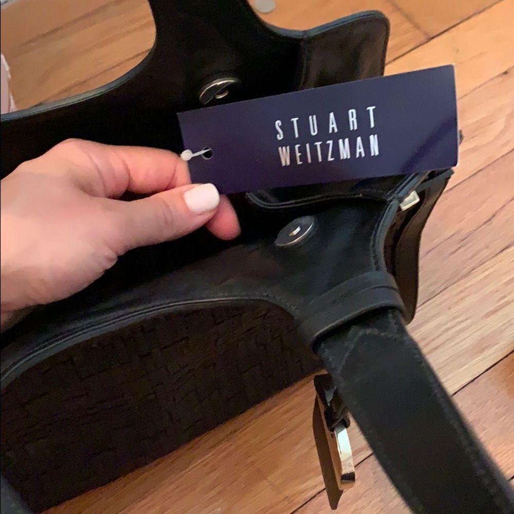 NWT! Stuart Weitzman Black Leather Handbag - Picture 4 of 7